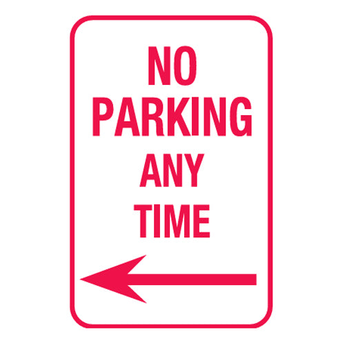 No Standing Any Time Arrow Left