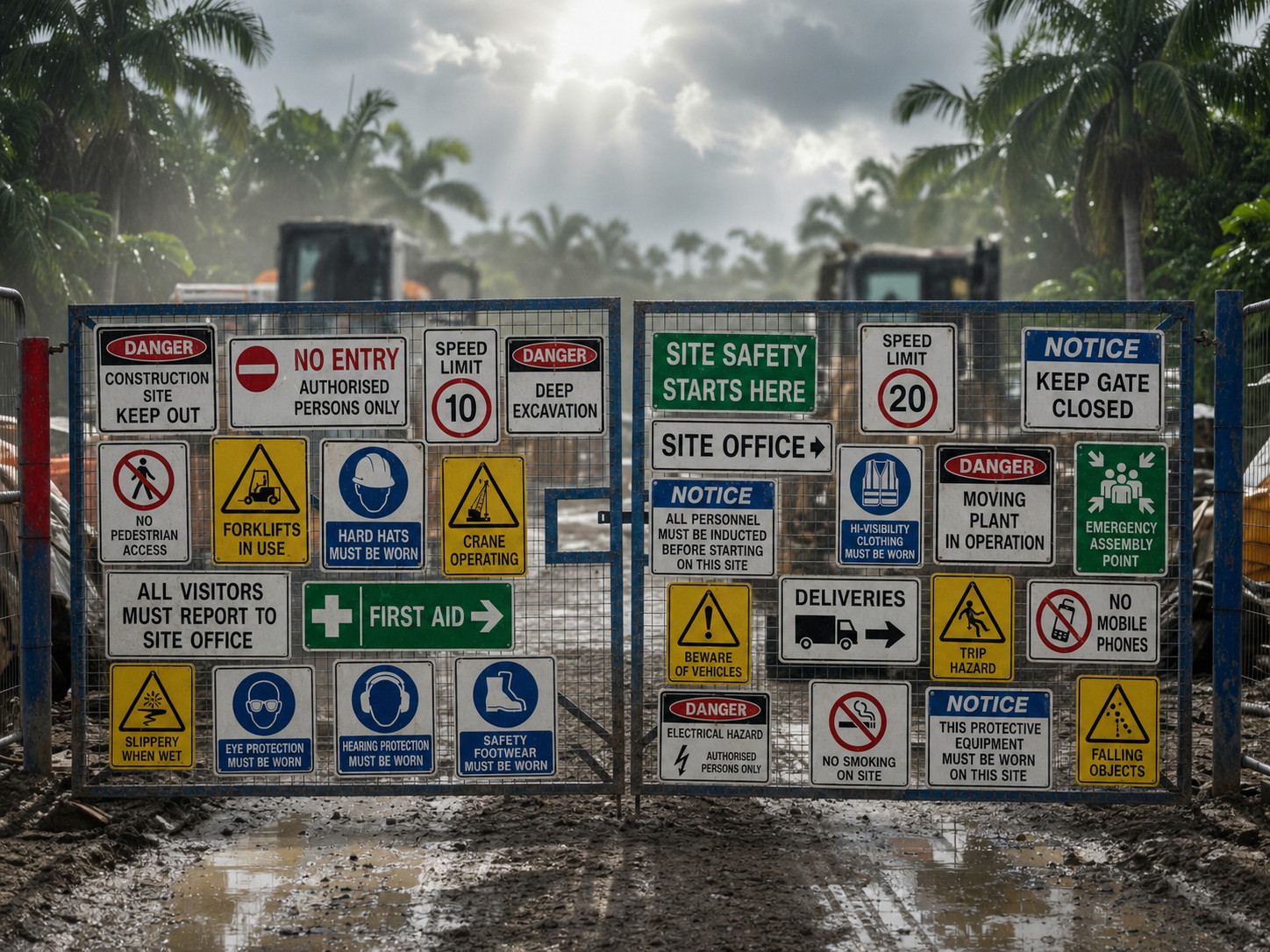 Construction Site Sign Entrance Safety Access Control Cairns Cooktown Weipa
